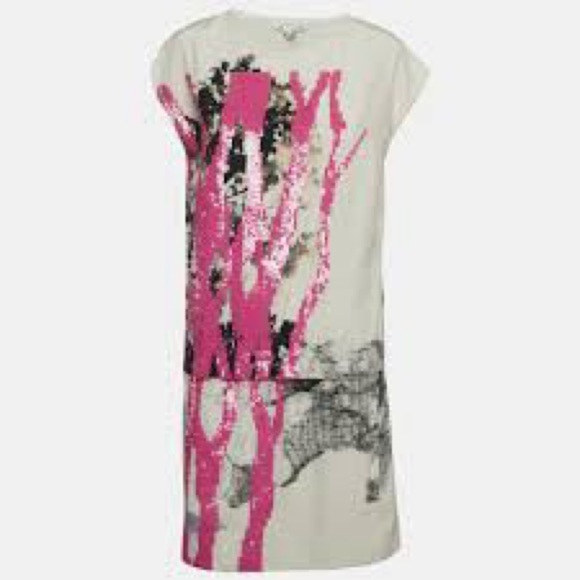 Vtg Diane Von Furstenberg DVF Tara White/Pink Sequin and Silk Dress - Picture 2 of 6